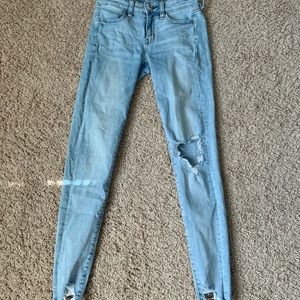 blue american eagle semi ripped jeans